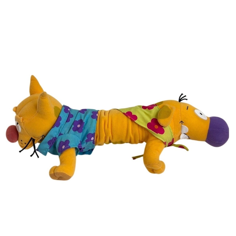 Rare Vintage CatDog Nickelodeon Viacom Plush 1999 Stretch Toy by Mattel READ